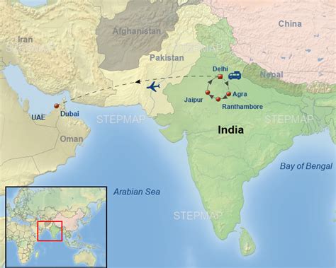 Map Of Dubai And India