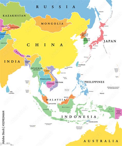 Map Of East Asia Countries Labeled
