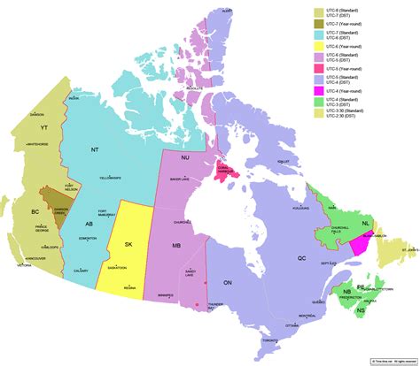 Map Of Eastern Time Zone Canada