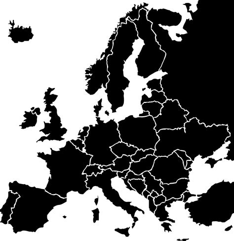 Map Of Europe Black And White