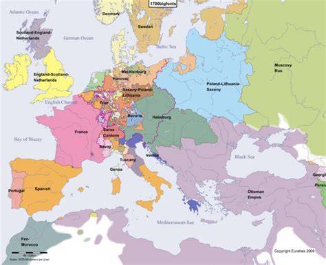 Map Of Europe In 1700S