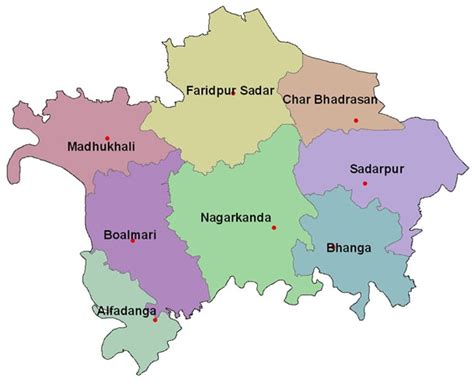 Map Of Faridpur District Bangladesh