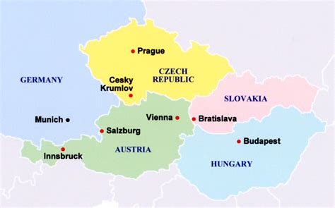Map Of Germany Austria Hungary Czech Republic