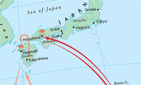 Map Of Japan Hiroshima And Nagasaki