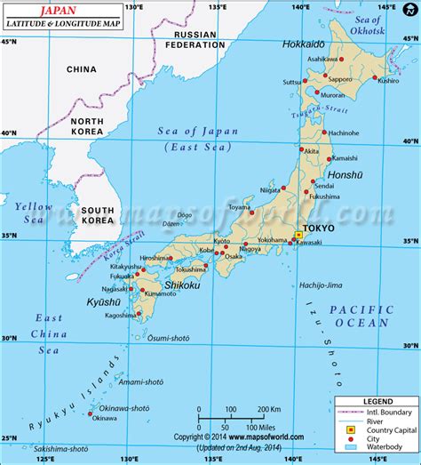 Map Of Japan Latitude And Longitude