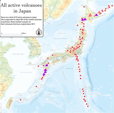 Map Of Japan's Active Volcanoes