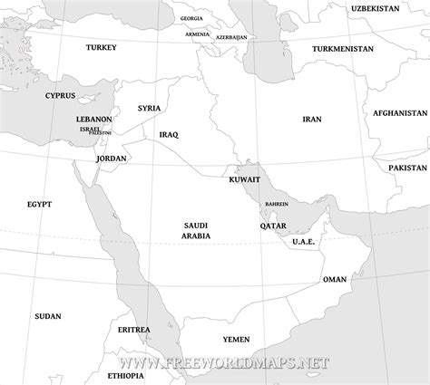 Map Of Middle East Black And White