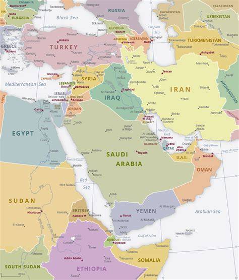 Map Of Middle East Iran And Qatar