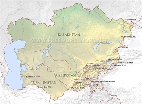 Map Of Mountains Of Central Asia
