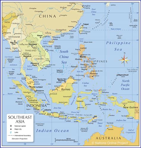Map Of South East Asia With Countries And Cities
