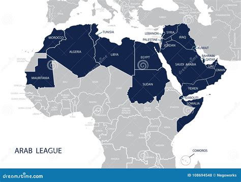 Map Of The Arab League Member States