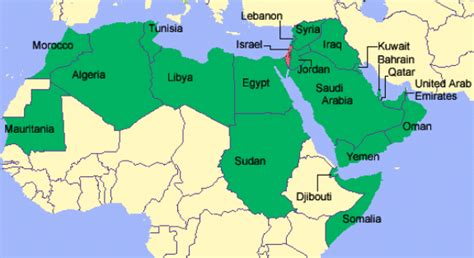 Map Of The Arab World And Israel