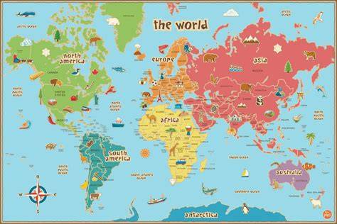 Map Of The World Kids Printable