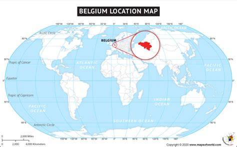 Map Of The World With Belgium Highlighted