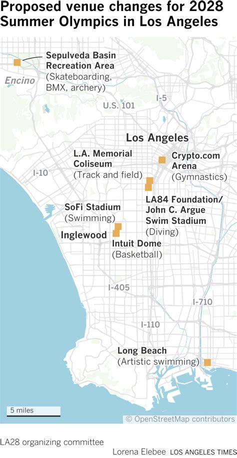 Map Of Venues For 2028 Summer Olympics