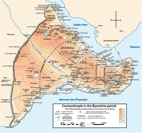 Map Of Walls Of Constantinople