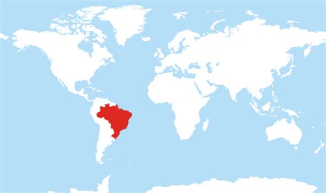Map Of World With Brazil Highlighted