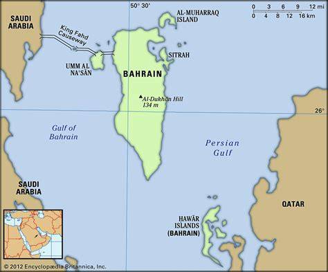 Map Showing Bahrain And Qatar