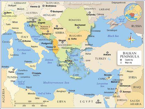 Map Showing Balkan Peninsula