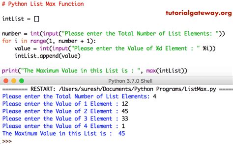 Maximum Of A List In Python