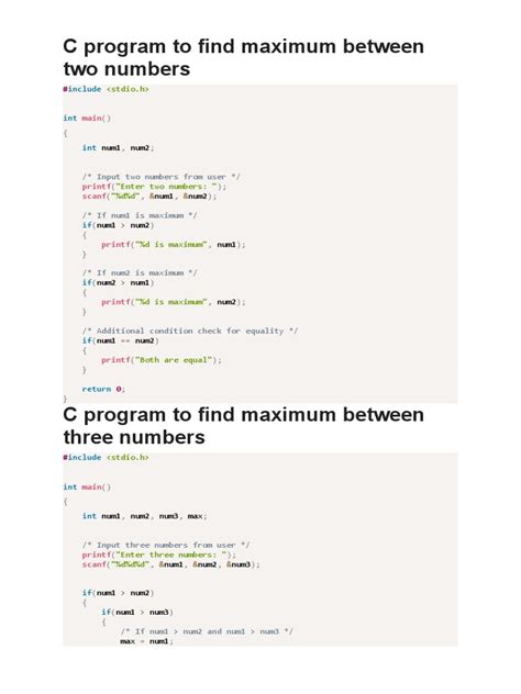 Maximum Of Two Numbers In C