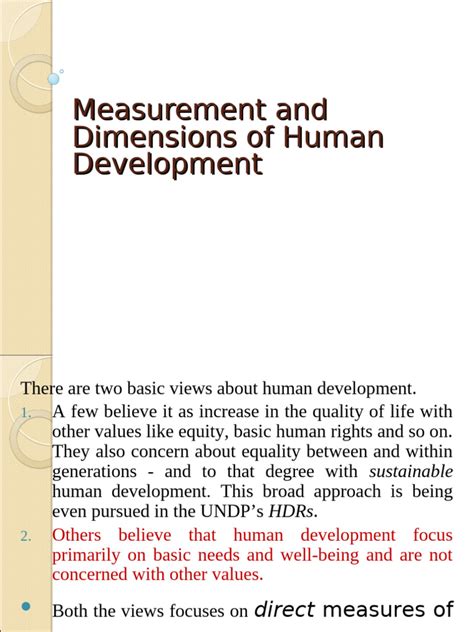 Measurement Of Development