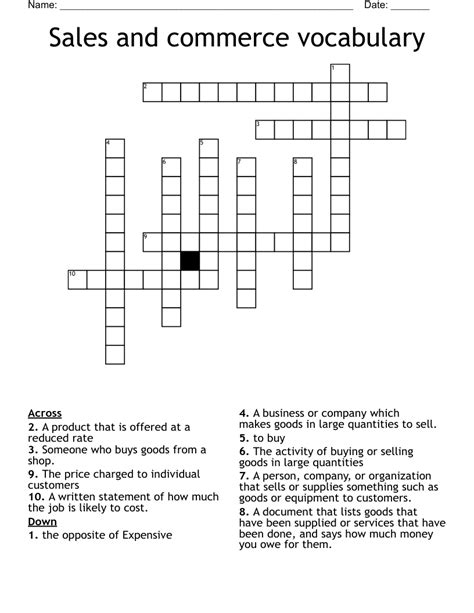Measurement Of Sales Crossword Clue