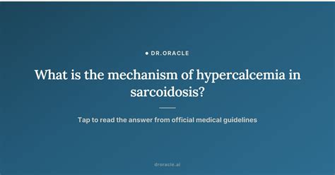 Mechanism Of Hypercalcemia In Sarcoidosis