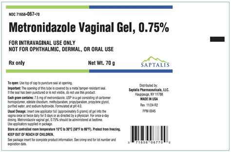 Metronidazole 0.75 Vag Gel