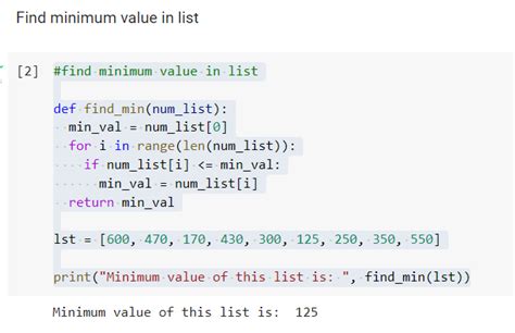 Minimum Of A List Python