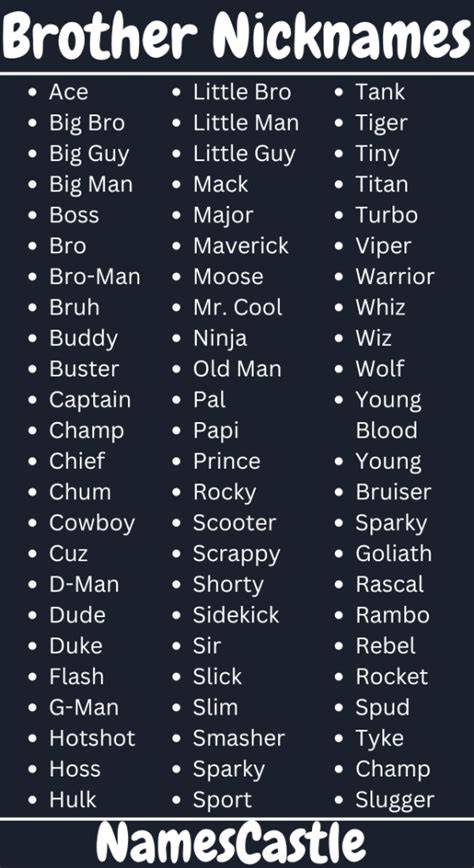 Nicknames For Big Brother
