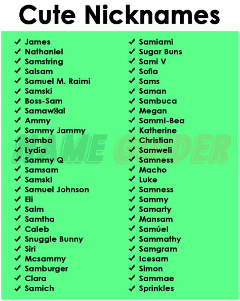 Nicknames For Sam