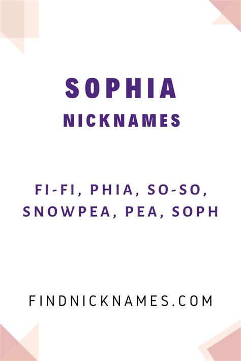 Nicknames For Sophie