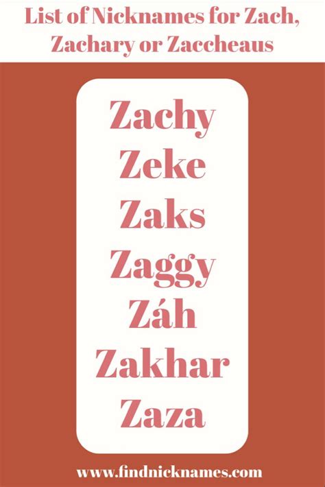 Nicknames For Zachary