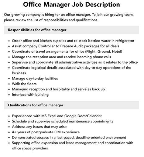 Office Manager Duties And Responsibilities