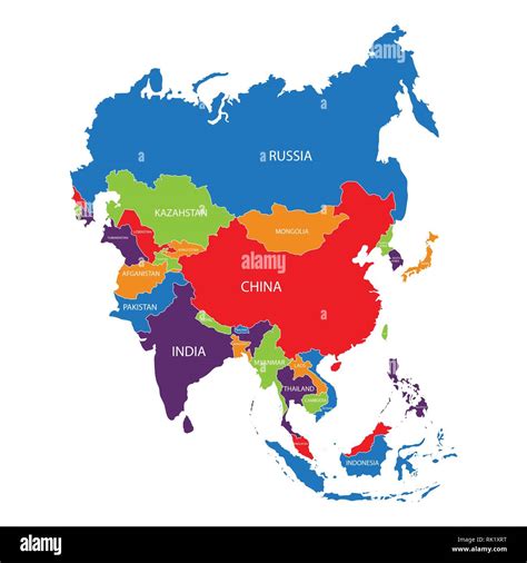 Outline Map Of Asia Continent With Countries