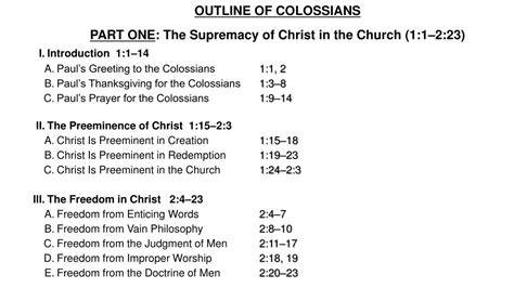 Outline Of Colossians
