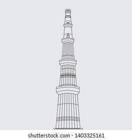 Outline Of Qutub Minar