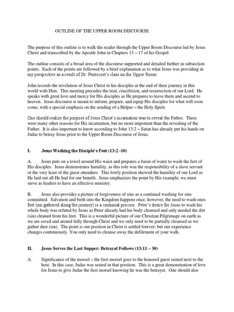Outline Of Upper Room Discourse Pdf