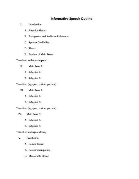 Outline Of Your Speech
