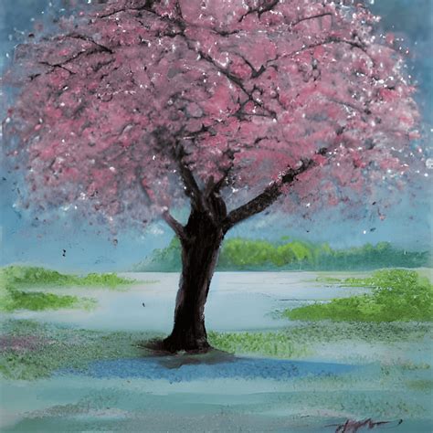Painting Of Cherry Blossom Tree