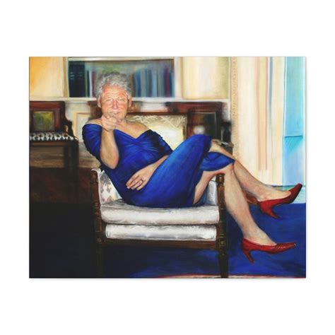 Painting Of Clinton In Blue Dress