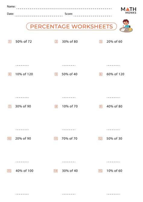 Percentage Of Quantity Worksheet