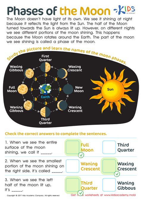 Phases Of The Moon Worksheet