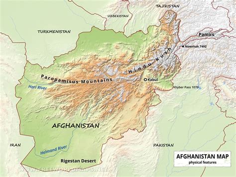 Physical Geography Map Of Afghanistan
