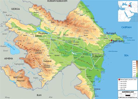 Physical Map Of Azerbaijan