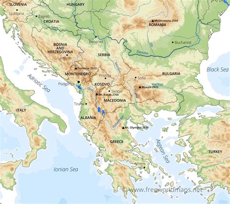 Physical Map Of Balkan
