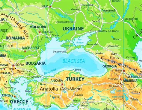 Physical Map Of Black Sea