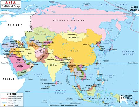 Political Map Of Asia With Countries And Capitals