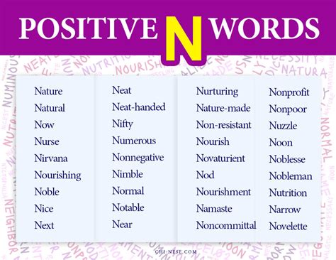 Positive Words That Start With Letter N